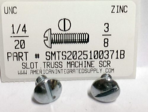 1/4-20X3/8 TRUSS HEAD SLOTTED MACHINE SCREW STEEL ZINC PLATED