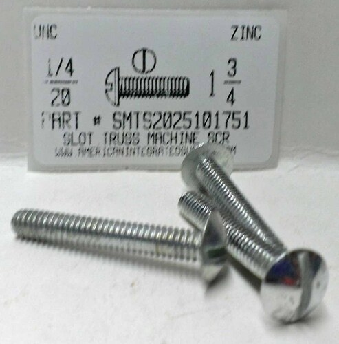 1/4-20X1-3/4 TRUSS HEAD SLOTTED MACHINE SCREW STEEL ZINC PLATED