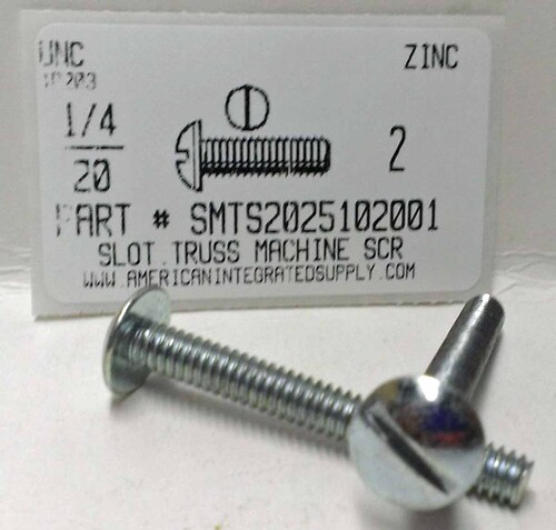 1/4-20X2 TRUSS HEAD SLOTTED MACHINE SCREW STEEL ZINC PLATED