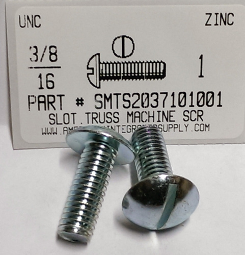 3/8-16X1 TRUSS HEAD SLOTTED MACHINE SCREW STEEL ZINC PLATED