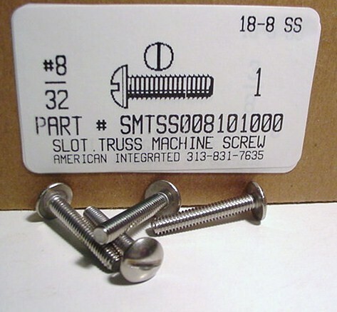 #8-32X1 TRUSS HEAD SLOTTED MACHINE SCREW 18-8 STAINLESS STEEL