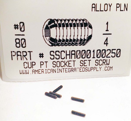 #0-80X1/4 SOCKET SET SCREW CUP POINT ALLOY STEEL PLAIN