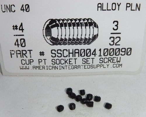 #4-40X3/32 SOCKET SET SCREW CUP POINT ALLOY STEEL PLAIN