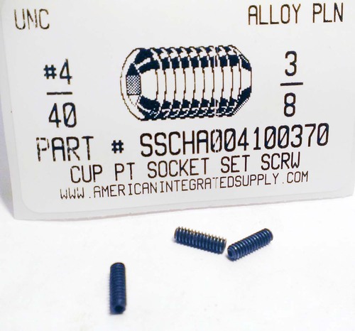 #4-40X3/8 SOCKET SET SCREW CUP CUP POINT ALLOY STEEL PLAIN