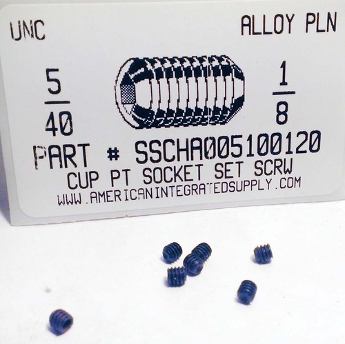 #5-40X1/8 SOCKET SET SCREW CUP POINT ALLOY STEEL PLAIN