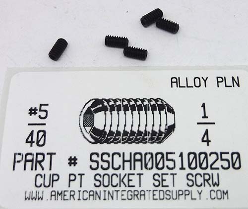 #5-40X1/4 SOCKET SET SCREW CUP POINT ALLOY STEEL PLAIN