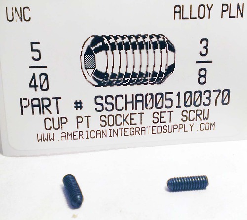 #5-40X3/8 SOCKET SET SCREW CUP POINT ALLOY STEEL PLAIN