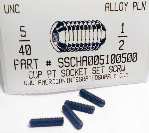 #5-40X1/2 SOCKET SET SCREW CUP POINT ALLOY STEEL PLAIN