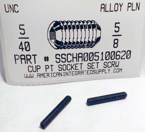 #5-40X5/8 SOCKET SET SCREW CUP POINT ALLOY STEEL PLAIN