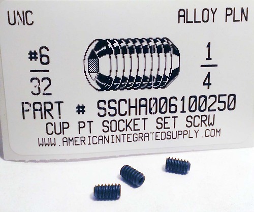 #6-32X1/4 SOCKET SET SCREW CUP POINT ALLOY STEEL PLAIN