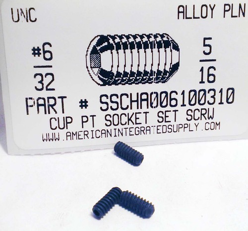 #6-32X5/16 SOCKET SET SCREW CUP POINT ALLOY STEEL PLAIN