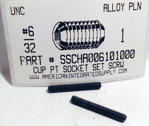 #6-32X1 SOCKET SET SCREW CUP POINT ALLOY STEEL PLAIN