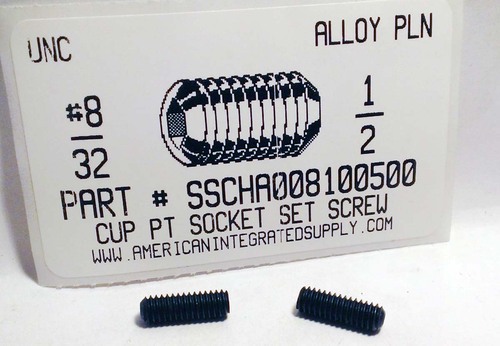 #8-32X1/2 SOCKET SET SCREW CUP POINT ALLOY STEEL PLAIN