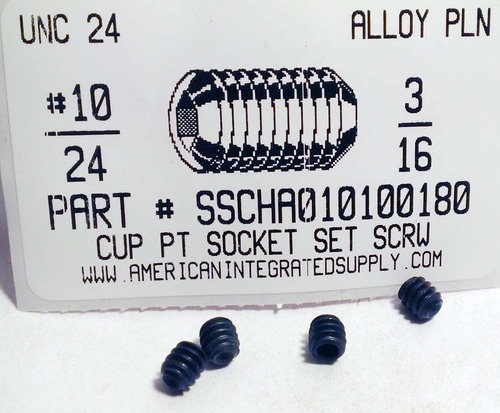 #10-24X3/16 SOCKET SET SCREW CUP POINT ALLOY STEEL PLAIN