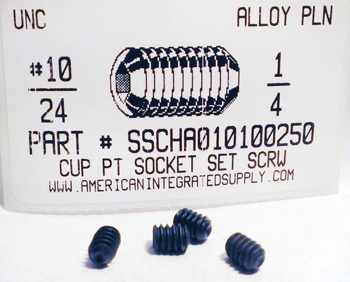 #10-24X1/4 SOCKET SET SCREW CUP PT ALLOY STEEL PLAIN