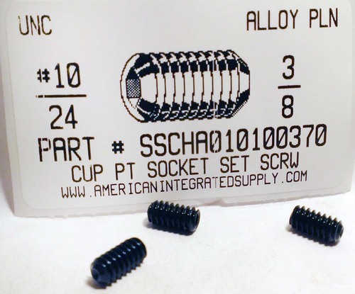 #10-24X3/8 SOCKET SET SCREW CUP POINT ALLOY STEEL PLAIN