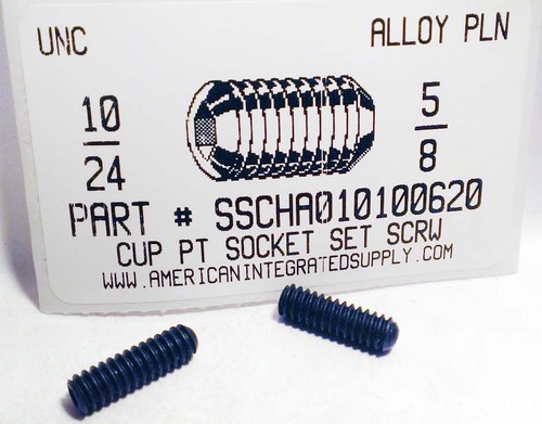 #10-24X5/8 SOCKET SET SCREW CUP POINT ALLOY STEEL PLAIN