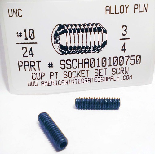 #10-24X3/4 SOCKET SET SCREW CUP POINT ALLOY STEEL PLAIN