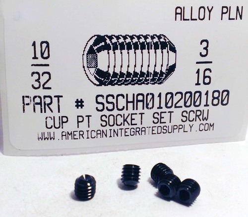 #10-32X3/16 SOCKET SET SCREW CUP POINT ALLOY STEEL PLAIN