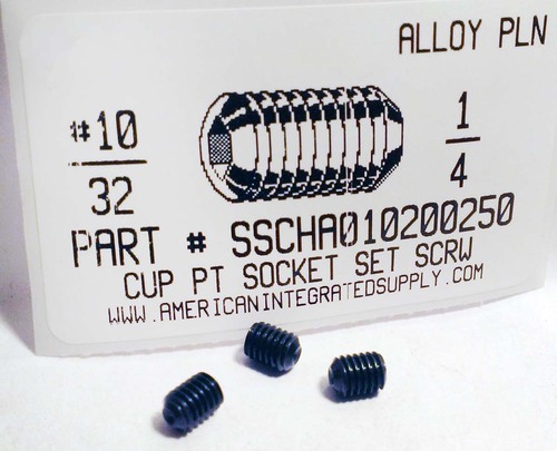 #10-32X1/4 SOCKET SET SCREW CUP POINT ALLOY STEEL PLAIN