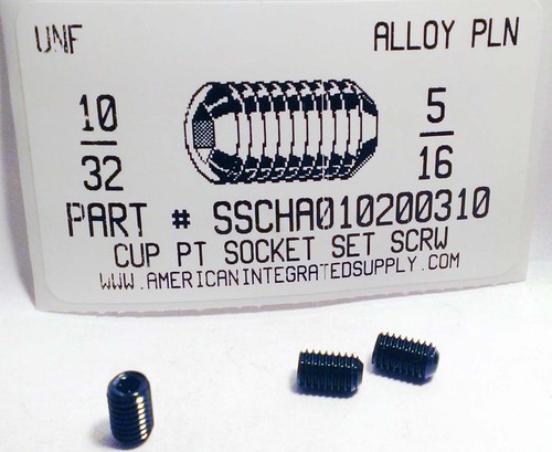 #10-32X5/16 SOCKET SET SCREW CUP POINT ALLOY STEEL PLAIN