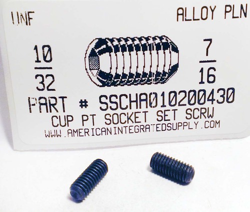 #10-32X7/16 SOCKET SET SCREW CUP POINT ALLOY STEEL PLAIN