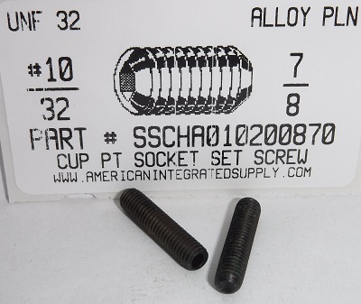 #10-32X7/8 SOCKET SET SCREW CUP POINT ALLOY STEEL PLAIN