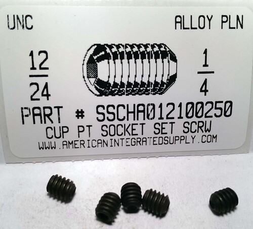 #12-24X1/4 SOCKET SET SCREW CUP POINT ALLOY STEEL PLAIN