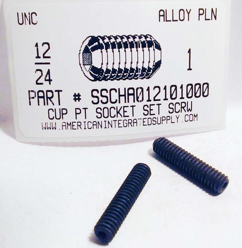 #12-24X1 SOCKET SET SCREW CUP CUP POINT ALLOY STEEL PLAIN