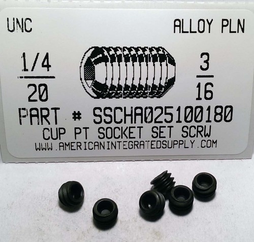 1/4-20X3/16 SOCKET SET SCREW CUP POINT ALLOY STEEL PLAIN