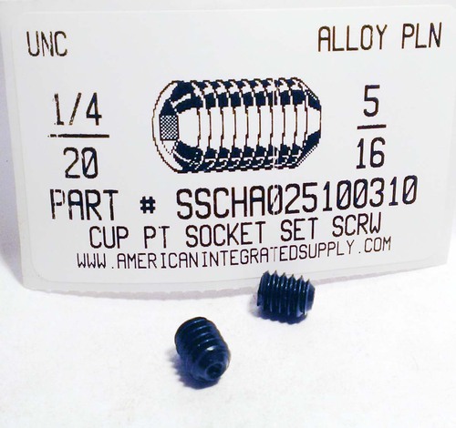 1/4-20X5/16 SOCKET SET SCREW CUP POINTALLOY STEEL PLAIN