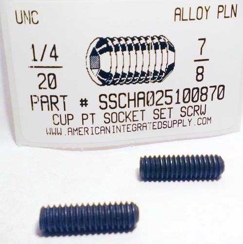 1/4-20X7/8 SOCKET SET SCREW CUP POINT ALLOY STEEL PLAIN