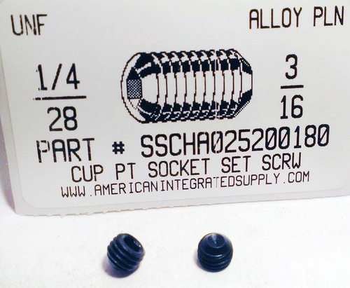 1/4-28X3/16 SOCKET SET SCREW CUP POINT ALLOY STEEL PLAIN