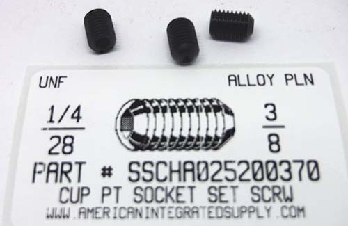 1/4-28X3/8 SOCKET SET SCREW CUP POINT ALLOY STEEL PLAIN