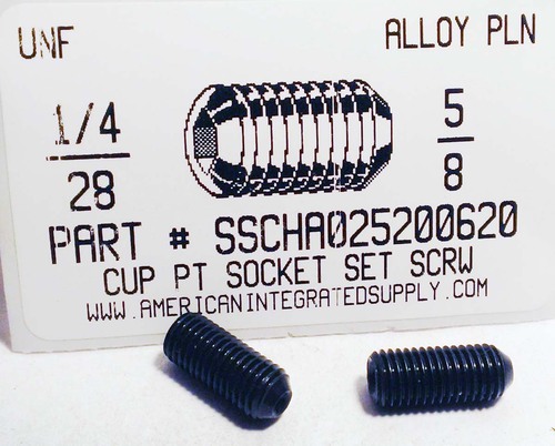 1/4-28X5/8 SOCKET SET SCREW CUP POINT ALLOY STEEL PLAIN