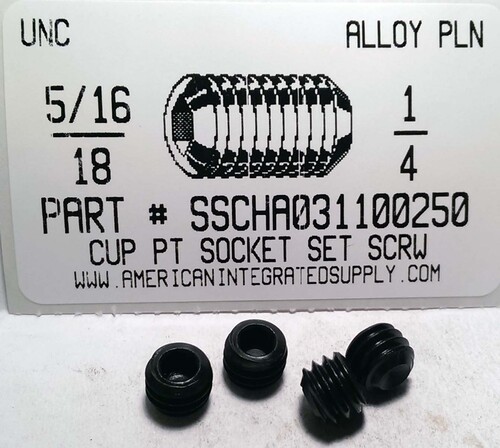 5/16-18X1/4 SOCKET SET SCREW CUP POINT ALLOY STEEL PLAIN