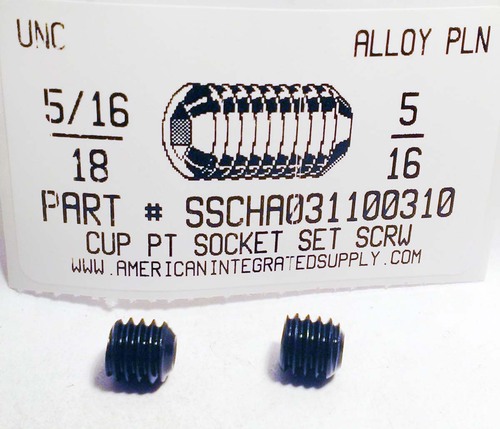 5/16-18X5/16 SOCKET SET SCREW CUP POINT ALLOY STEEL PLAIN