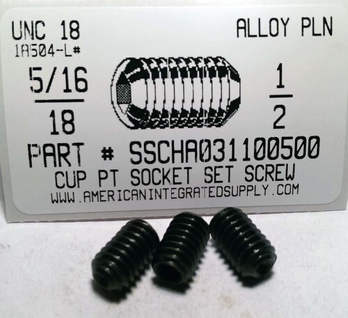 5/16-18X1/2 SOCKET SET SCREW CUP POINT ALLOY STEEL PLAIN