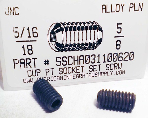 5/16-18X5/8 SOCKET SET SCREW CUP POINT ALLOY STEEL PLAIN