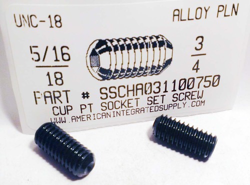 5/16-18X3/4 SOCKET SET SCREW CUP POINT ALLOY STEEL PLAIN