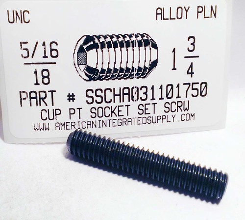 5/16-18X1-3/4 SOCKET SET SCREW CUP POINT ALLOY STEEL PLAIN