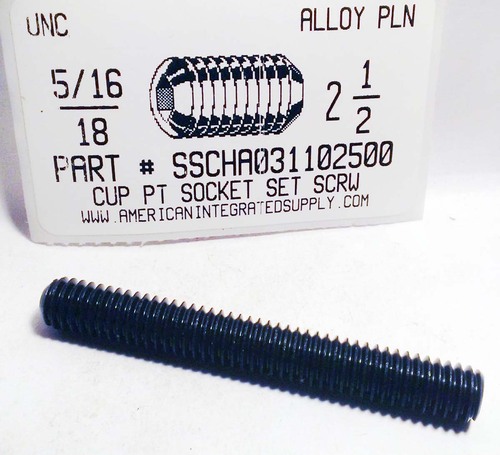 5/16-18X2-1/2 SOCKET SET SCREW CUP POINT ALLOY STEEL PLAIN