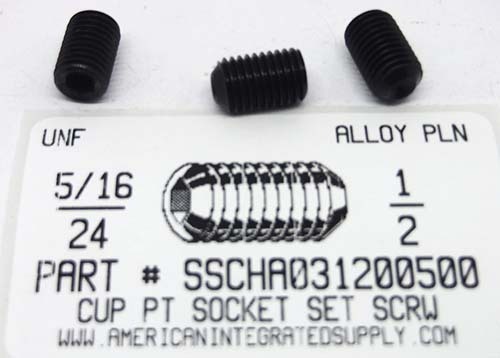 5/16-24X1/2 SOCKET SET SCREW CUP POINT ALLOY STEEL PLAIN