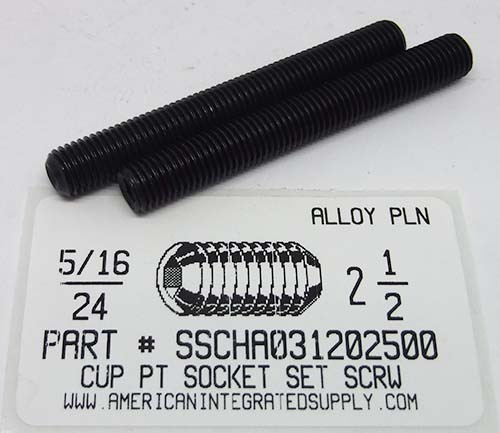 5/16-24X2-1/2 SOCKET SET SCREW CUP POINT ALLOY STEEL PLAIN