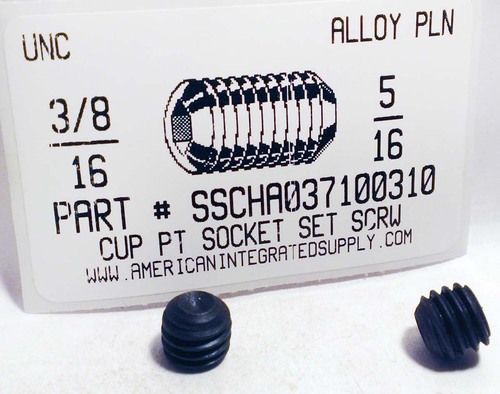 3/8-16X5/16 SOCKET SET SCREW CUP POINT ALLOY STEEL PLAIN