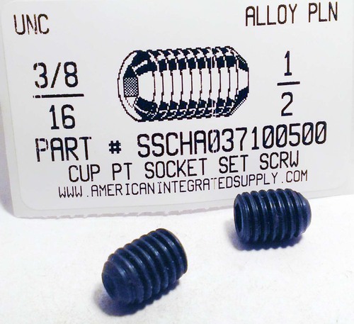 3/8-16X1/2 SOCKET SET SCREW CUP POINT ALLOY STEEL PLAIN