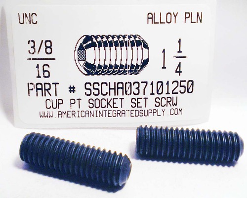 3/8-16X1-1/4 SOCKET SET SCREW CUP POINT ALLOY STEEL PLAIN