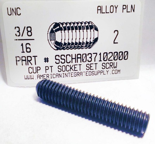 3/8-16X2 SOCKET SET SCREW CUP POINT ALLOY STEEL PLAIN