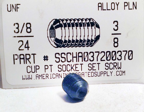 3/8-24X3/8 SOCKET SET SCREW CUP POINT ALLOY STEEL PLAIN