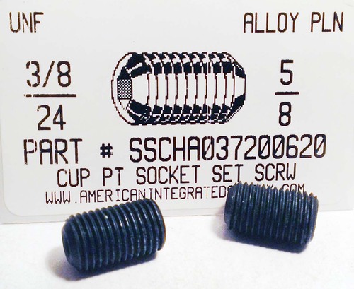 3/8-24X5/8 SOCKET SET SCREW CUP POINT ALLOY STEEL PLAIN